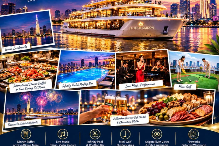 HCMc: Elite of Saigon 5* kryssning med middag och stadsliv
