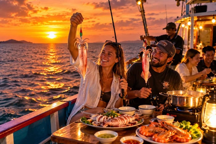Phu Quoc: Sunset & Night Squid Fishing with Dinner