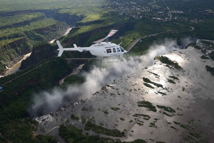 Helikoptervlucht over de Victoria Watervallen