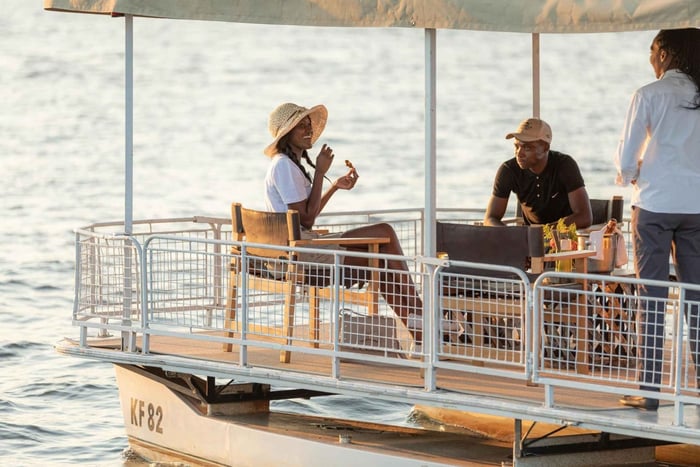 Visite guidée des chutes Victoria : croisière de luxe et dîner au bord de la rivière