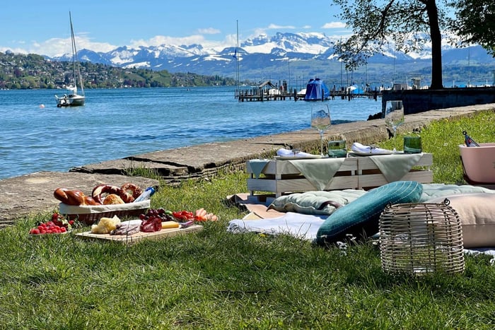 Luxury picnic by Zurich lake