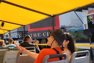 Cancún: stadsrondleiding met gids en winkelen in een dubbeldekkerbus