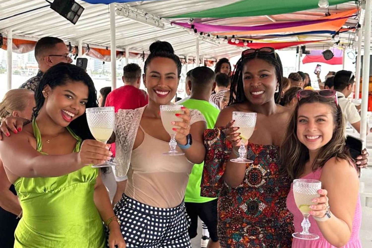 Cartagena: Sunset boat ride on the bay with an open bar and a musical show!