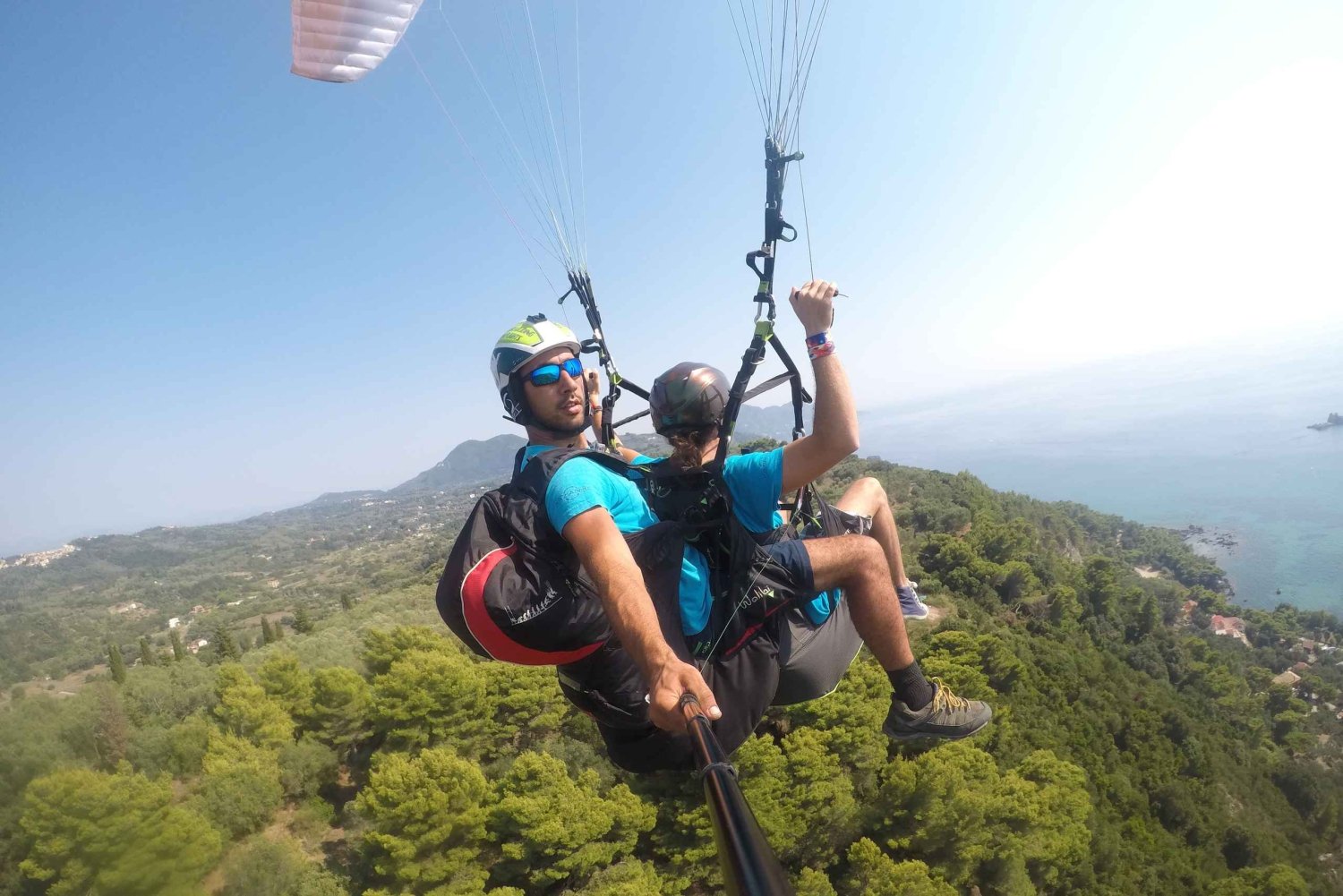 Corfu: Paragliding Tandem Flight Above Pelekas Town