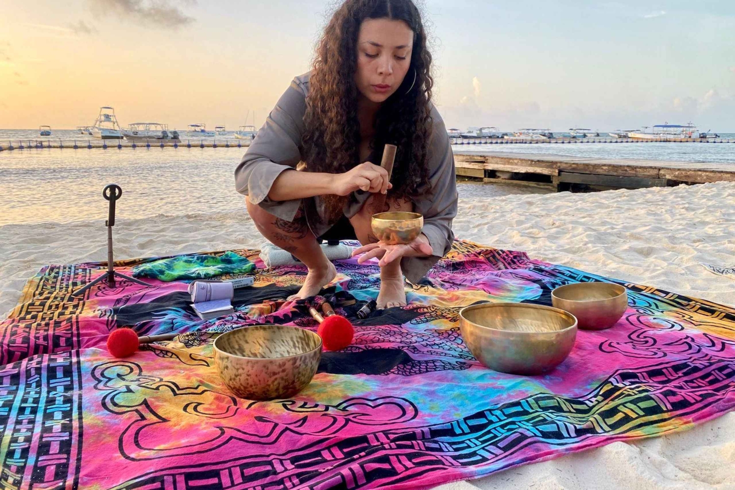 Playa Del Carmen: Sunrise Beach Sound Bath with Bronze Bowls