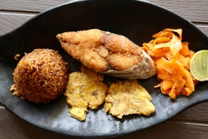 Typical lunch on beach, mangrove tour & fishing with natives