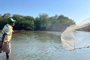 Typical lunch on beach, mangrove tour & fishing with natives