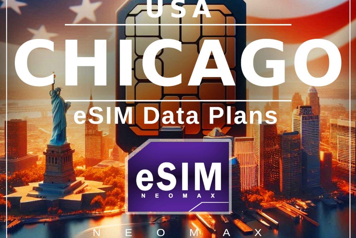 Chicago eSIM: Øyeblikkelig aktivering USA 4G/5GB