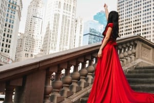 Chicago: Sesión de fotos privada de lujo con vestido de vuelo 2 localizaciones