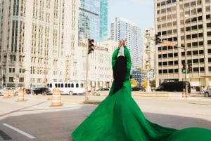 Chicago: Servizio fotografico privato di lusso con abito volante 2 località