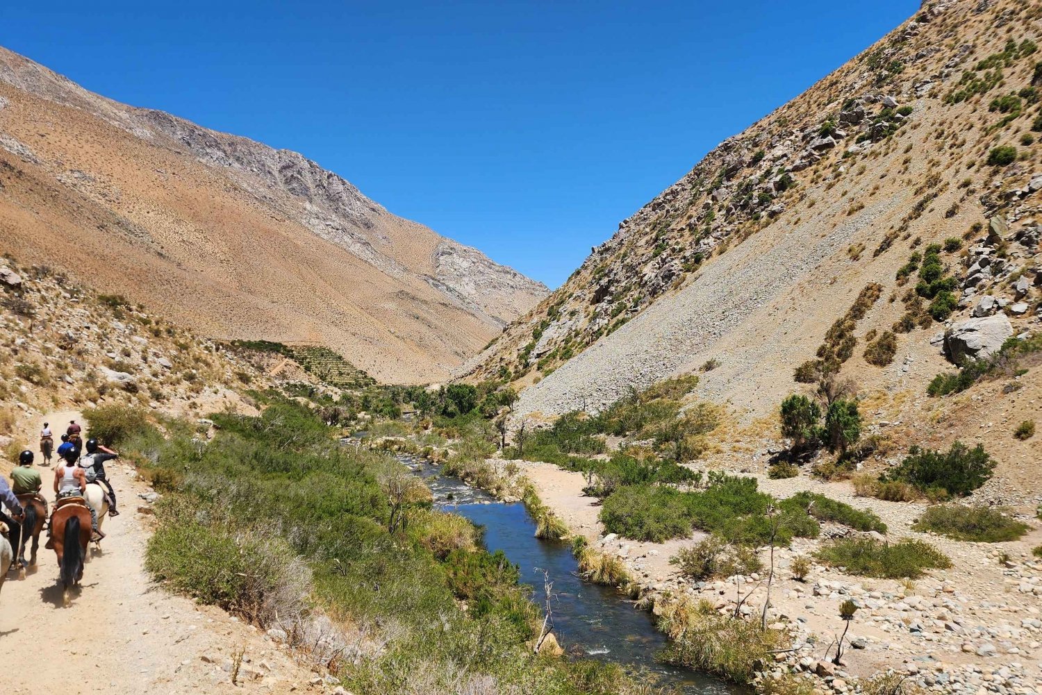 Horseback riding in the Cochiguaz River Sanctuary in the Elqui Valley.
