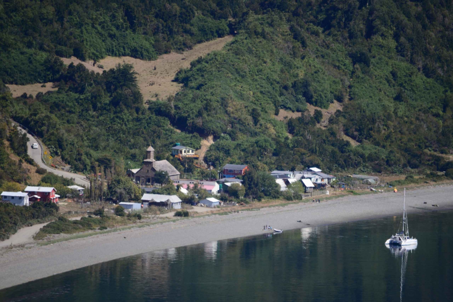 Lemuy Island: Churches and trees in Chiloé.