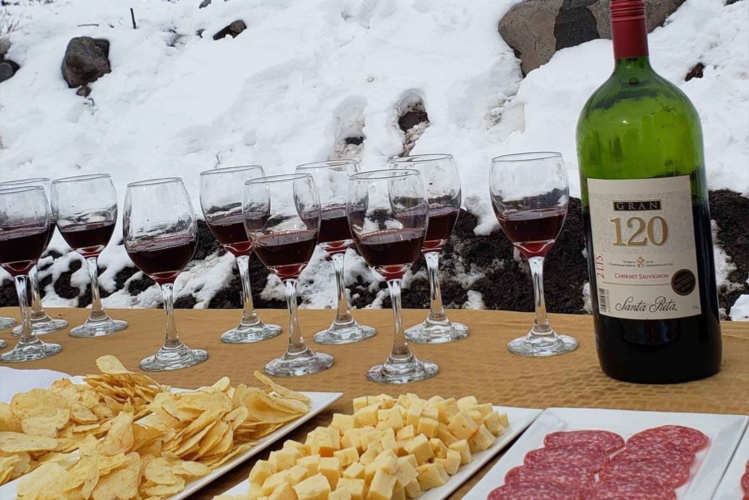 Santiago: Sonnenuntergang in der Cordillera Valle Nevado + Valle del Ovni & Picknick