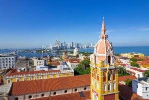 Cartagena: panoramic view of the bay+Walk through the center