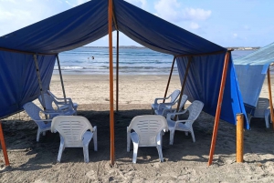 Cartagena: SUN TENT and CHAIRS on the Castillogrande beach