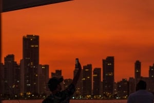 Cartagena: Sunset over Cartagena Bay aboard a brand-new catamaran