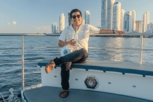 Cartagena: Sunset over Cartagena Bay aboard a brand-new catamaran