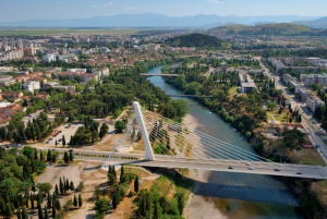The Millennium Bridge in Podgorica and Moraca River