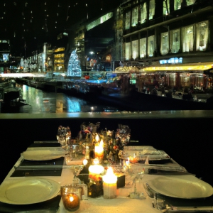 Christmas Dinner at a Canal-side Restaurant