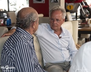 Motoring Giants Horacio Pagani and jo Ramirez meet ay Daytona in Puerto Banus