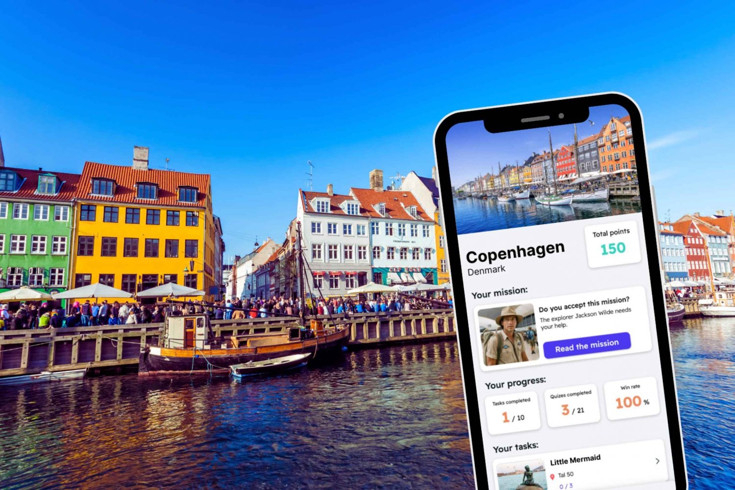 Köpenhamn: City Exploration Game and Tour på din telefon