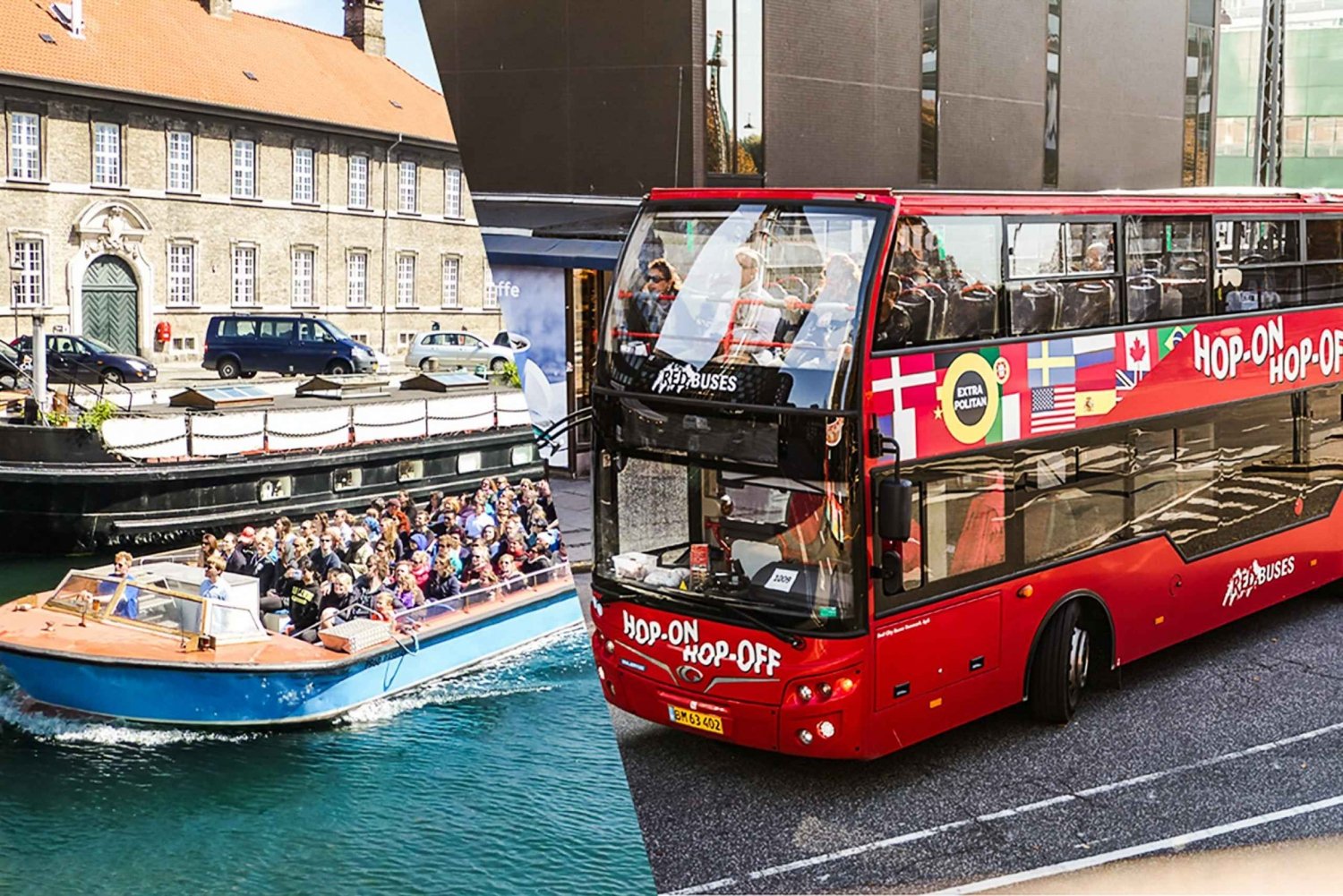 København: Hop-on-hop-off-bustur med mulighed for bådtur