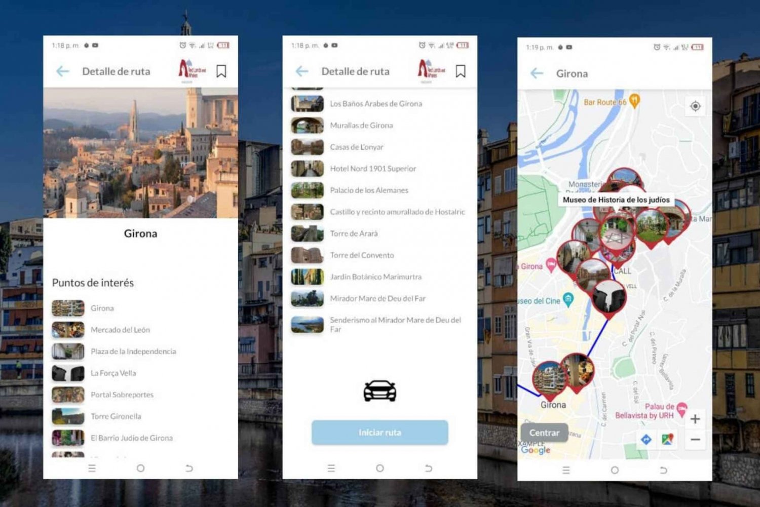 App för självguidande rundtur i Girona med flerspråkig audioguide
