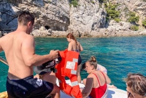 Van Dubrovnik/Cavtat: Blauwe Grot, speedboottocht naar Sunj-strand