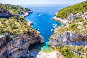 From Hvar: Blue Cave, Green Cave & 5 Islands Speedboat Tour