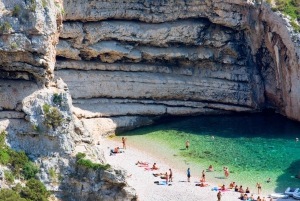 From Hvar: Blue Cave, Green Cave & 5 Islands Speedboat Tour