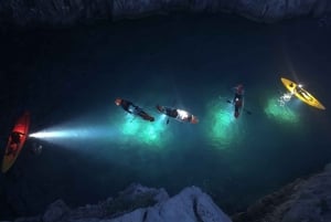 Pula: Cave Sunset/Night Tour in Transparent Kayak