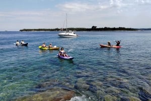 Rovinj: Excursión en kayak y snorkel por las Islas Desiertas del Cabo Dorado