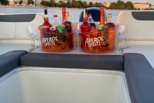 Zadar: crucero en bote al atardecer, cena en una isla y chapuzón