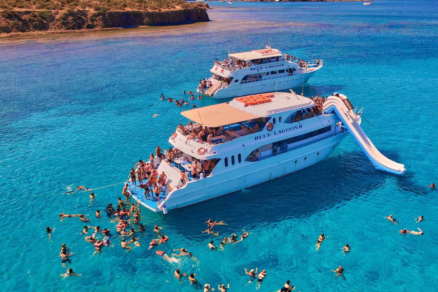 Polis: Paphos & Blue Lagoon Boat Cruise with Waterslide