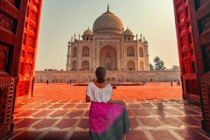 Fra Delhi: Privat omvisning i Taj Mahal og Agra Fort ved soloppgang