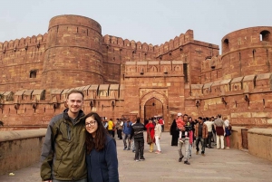 Delhi: Taj Mahal og Agra Fort soloppgangstur med transport