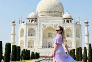 Fra Delhi: Guidet tur til Taj Mahal og Agra ved solopgang i bil