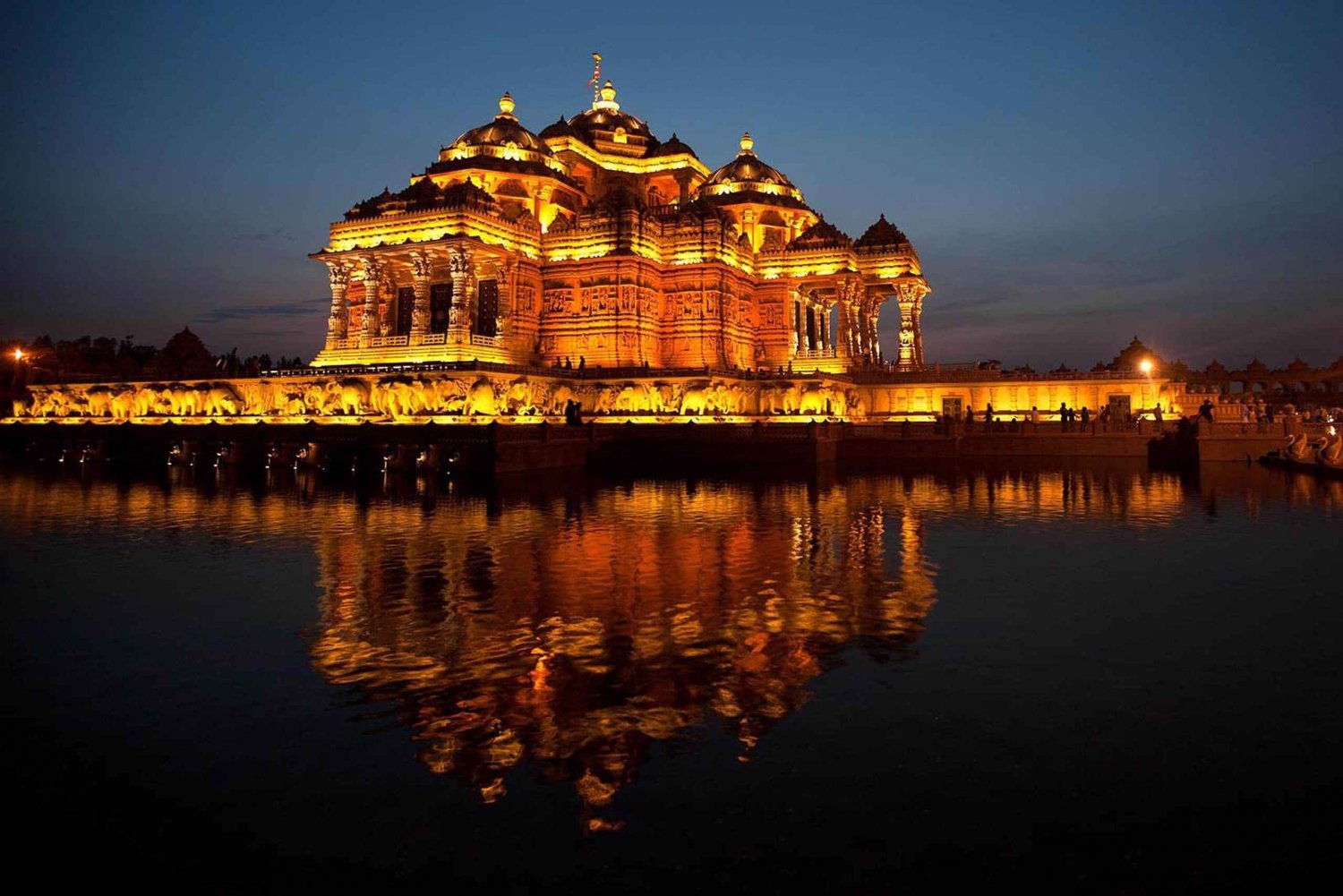 New Delhi: Akshardham-udstilling, lys- og vandshow-tur