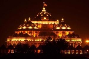 New Delhi: Akshardham-utstilling, lys- og vannshowtur