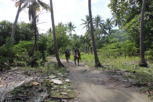 Passeggiata a cavallo sulla spiaggia con campagna