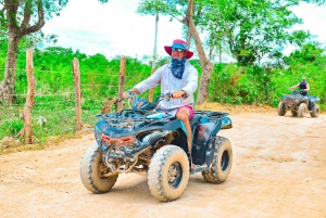 Depuis Punta : aventure en 4 roues ATV 4x4 + plage de Macao et Cenote