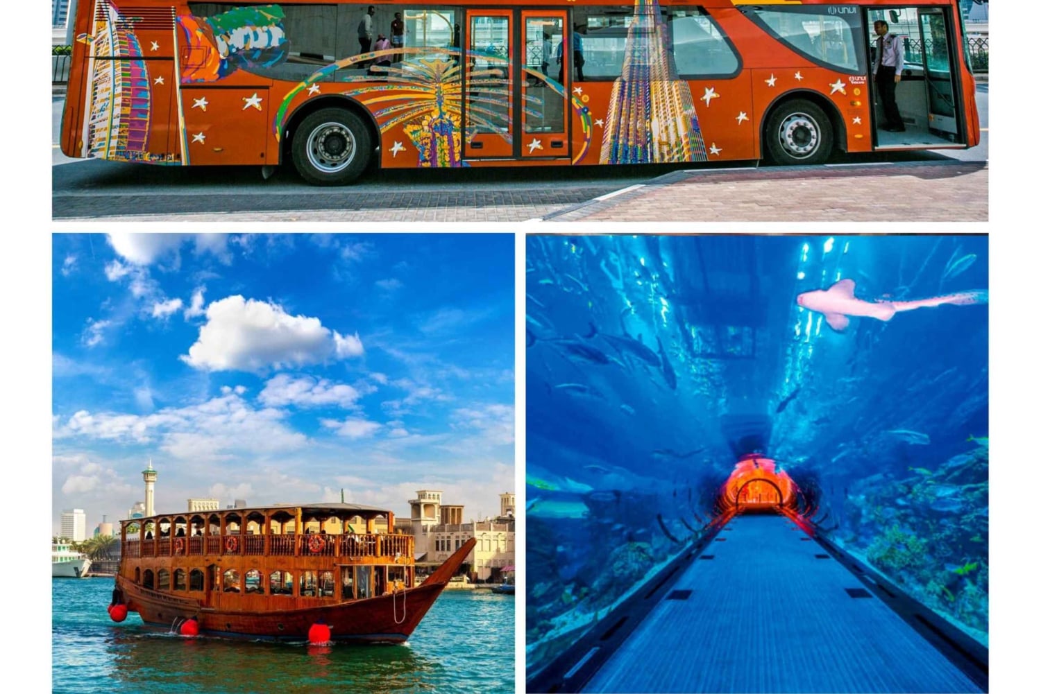 Stadtrundfahrt Dubai Hop-On/Hop-Off-Bustour & Dhow-Bootsfahrt