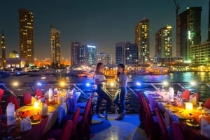 Dubai: Tour nocturno panorámico en autobús grande y cena en crucero opcional