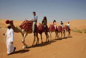 Dubai: Paseo en camello por el desierto con espectáculos en directo y cena bufé con barbacoa