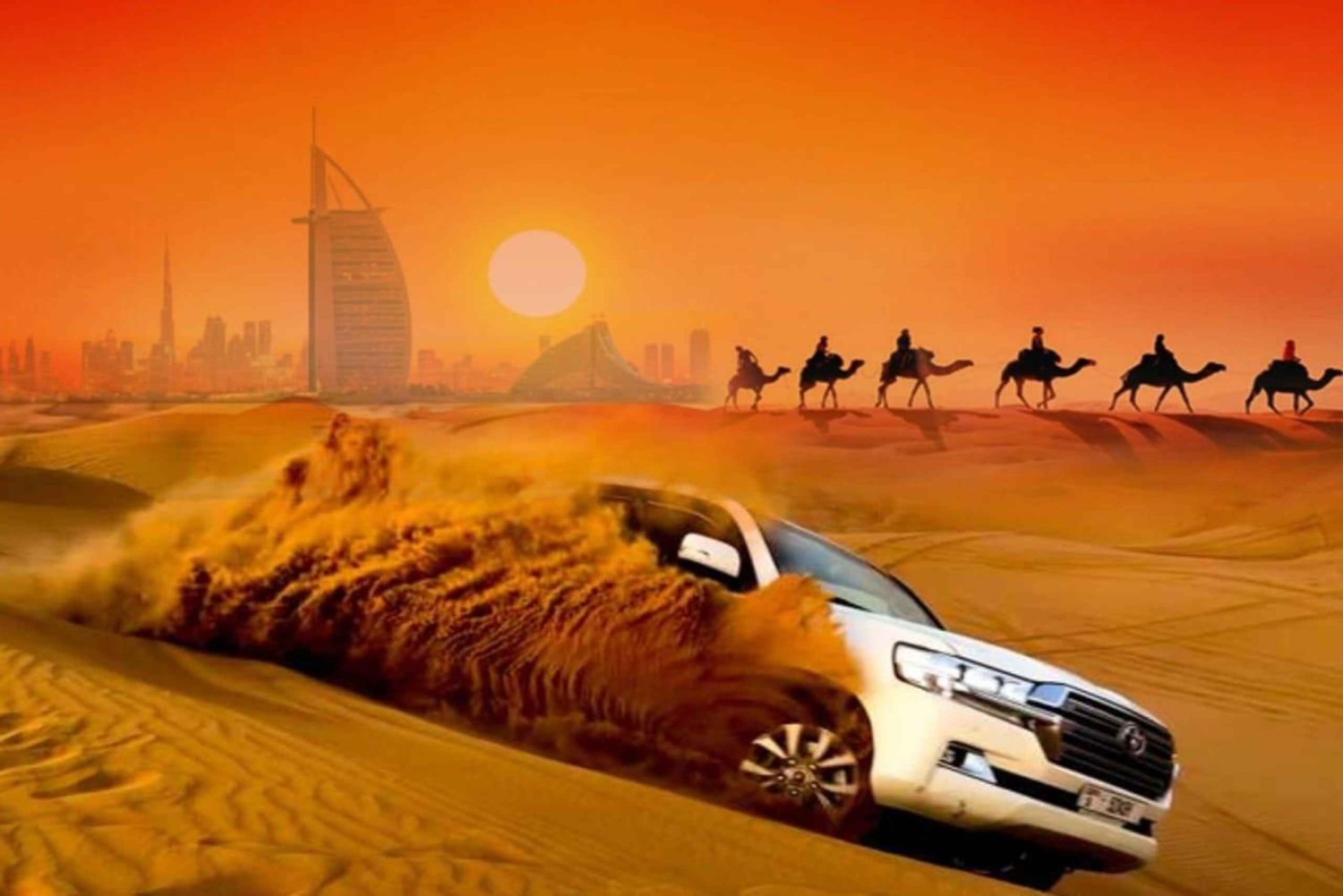 Dubai: Desert Safari Camel Riding, Sandboarding & BBQ Dinner