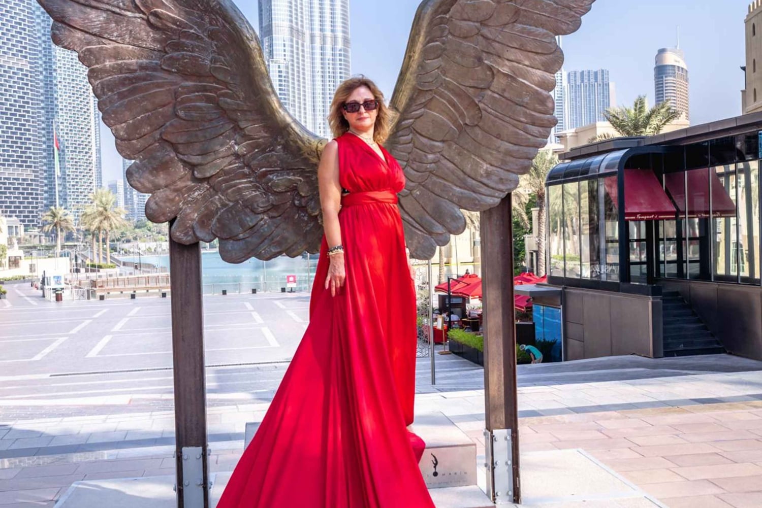 Dubai Flying Dress Photoshooting With Red Dress
