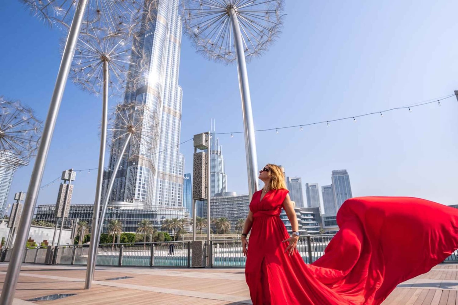 Dubai Flying Dress Photoshooting With Red Dress
