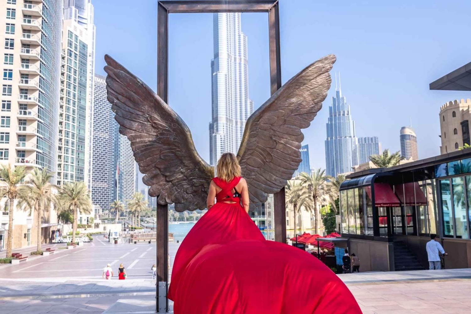 Dubai Flying Dress Photoshooting With Red Dress
