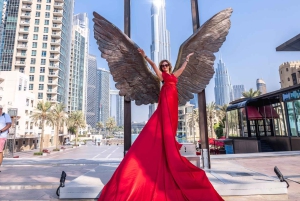 Dubai Flying Dress Photoshooting With Red Dress