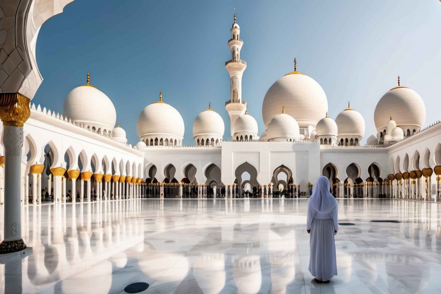 Dubai: Grote Moskee Abu Dhabi Stadsbezichtiging & met Buffet